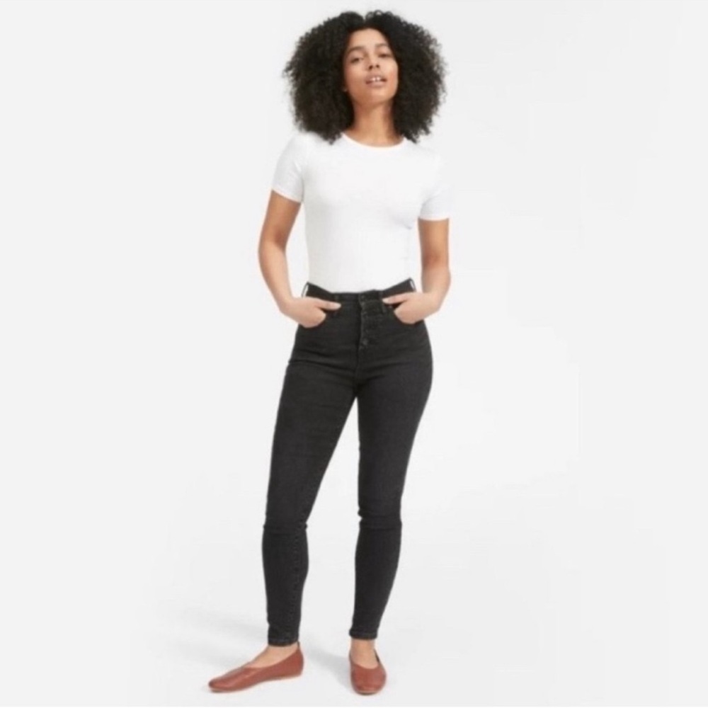 NWT Everlane Black High Rise Skinny Ankle Jeans size 26 Button Fly